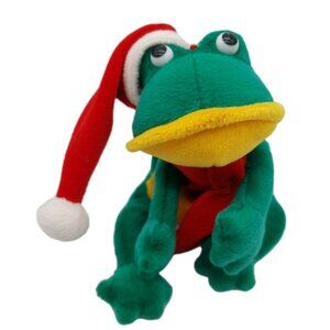 Santa Frog Plush Green Bean Bag Christmas Santa Hat Scarf Mty